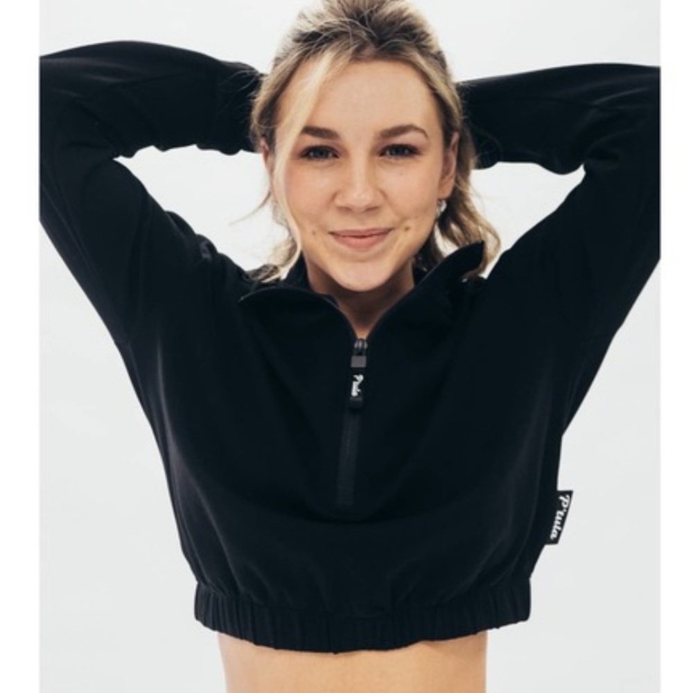 P’tula Mara Scrunch Sweatshirt Black - Size Small